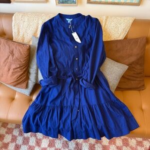 Blue Striped Women's shirt Dress